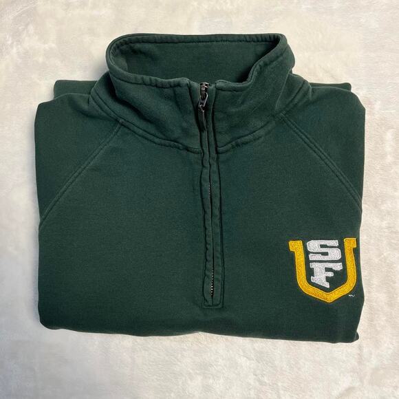 Vintage USF 1/4 Zip Sweatshirt Women's Large Univ of San Francisco Dons 90's - Picture 7 of 8